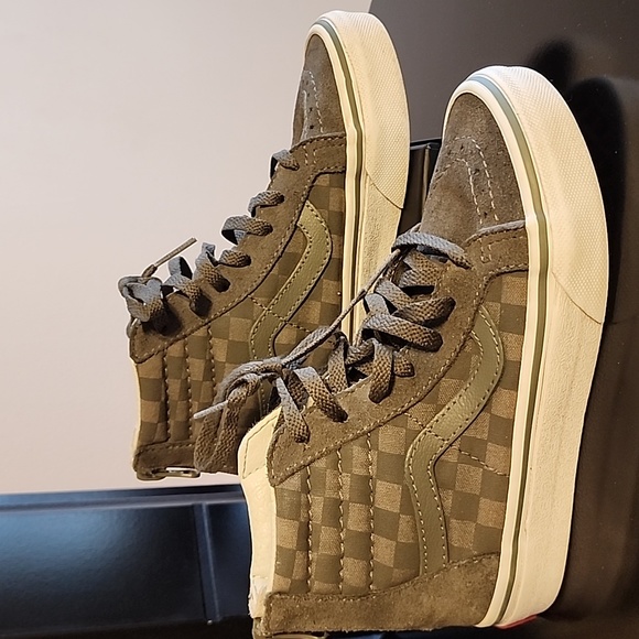 VANS Army Green Checkered SK8 Hi Top Sneakers US Kids Size 13 - Picture 7 of 9